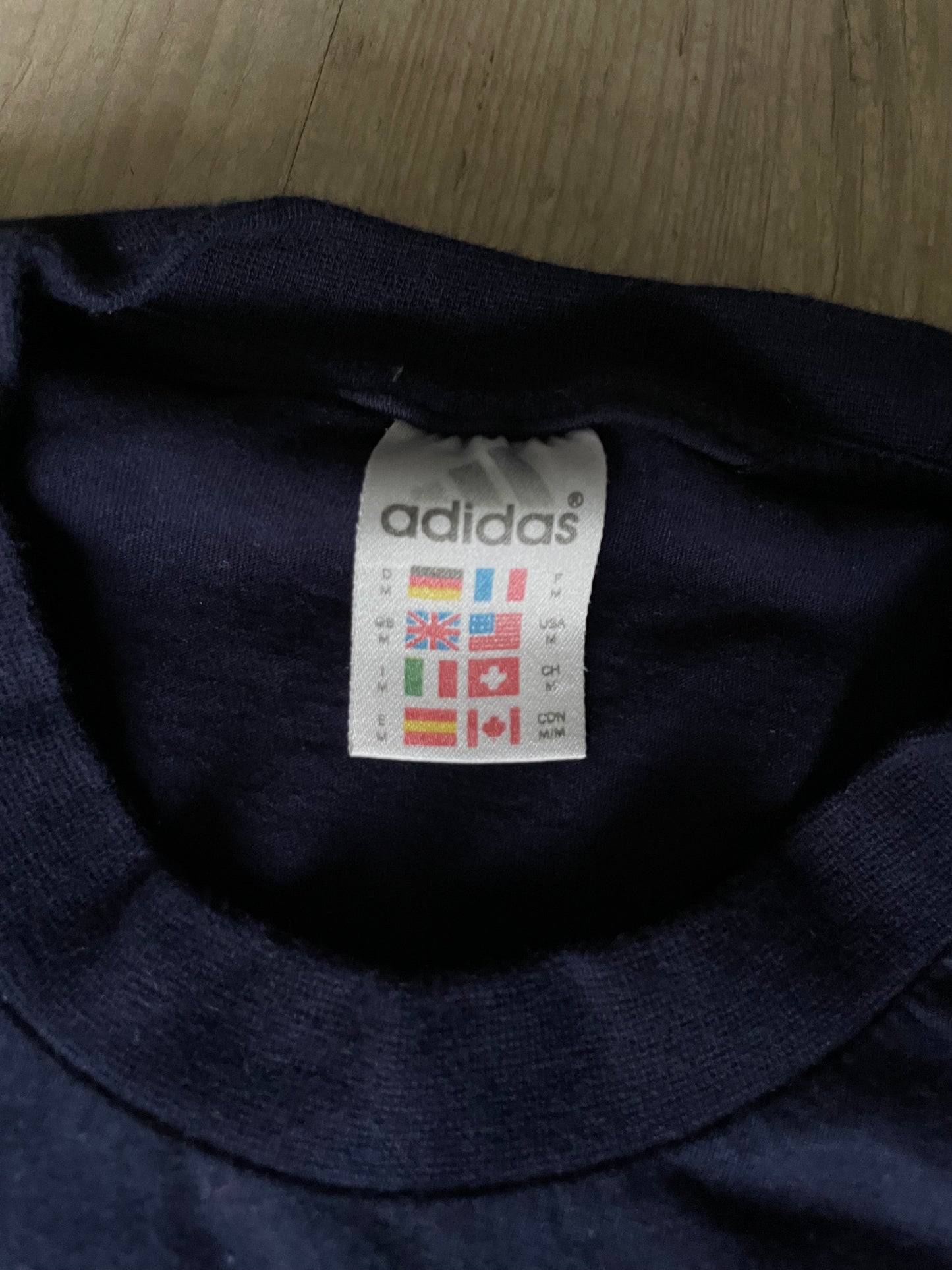 Adidas Navy Trefoil Logo Vintage T-shirt