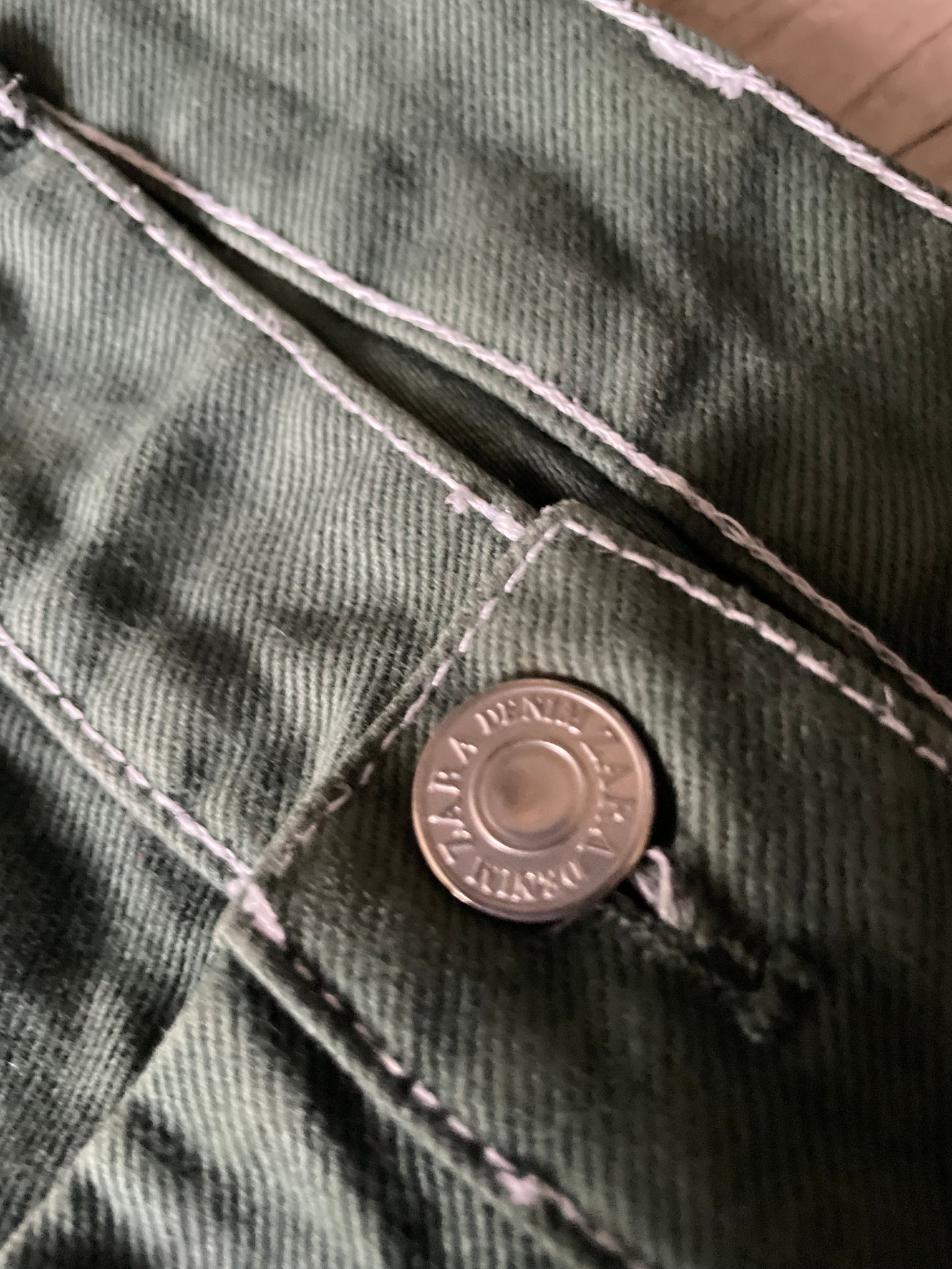 Zara Denim Double Knee Green Jeans