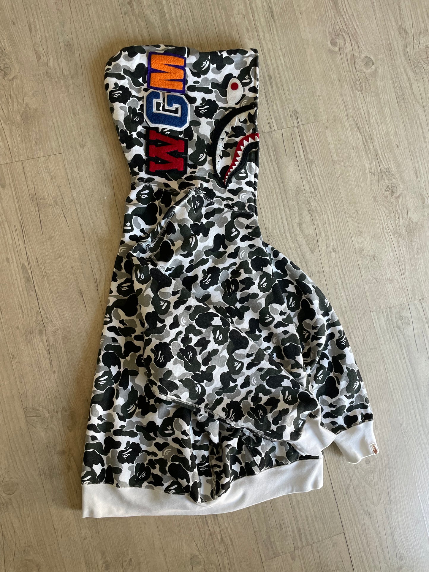 Bape White Camo Shark Full-Zip Hoodie