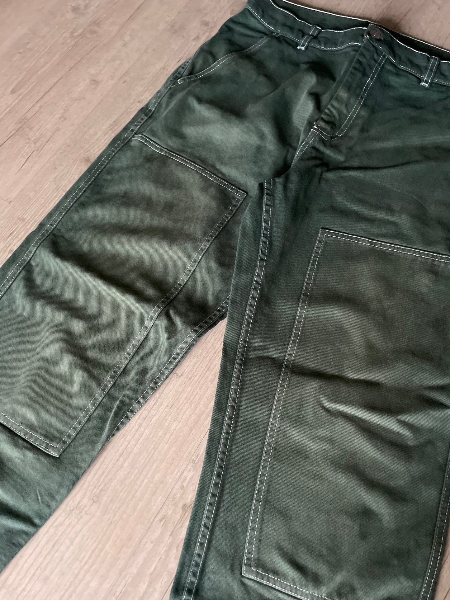 Zara Denim Double Knee Green Jeans