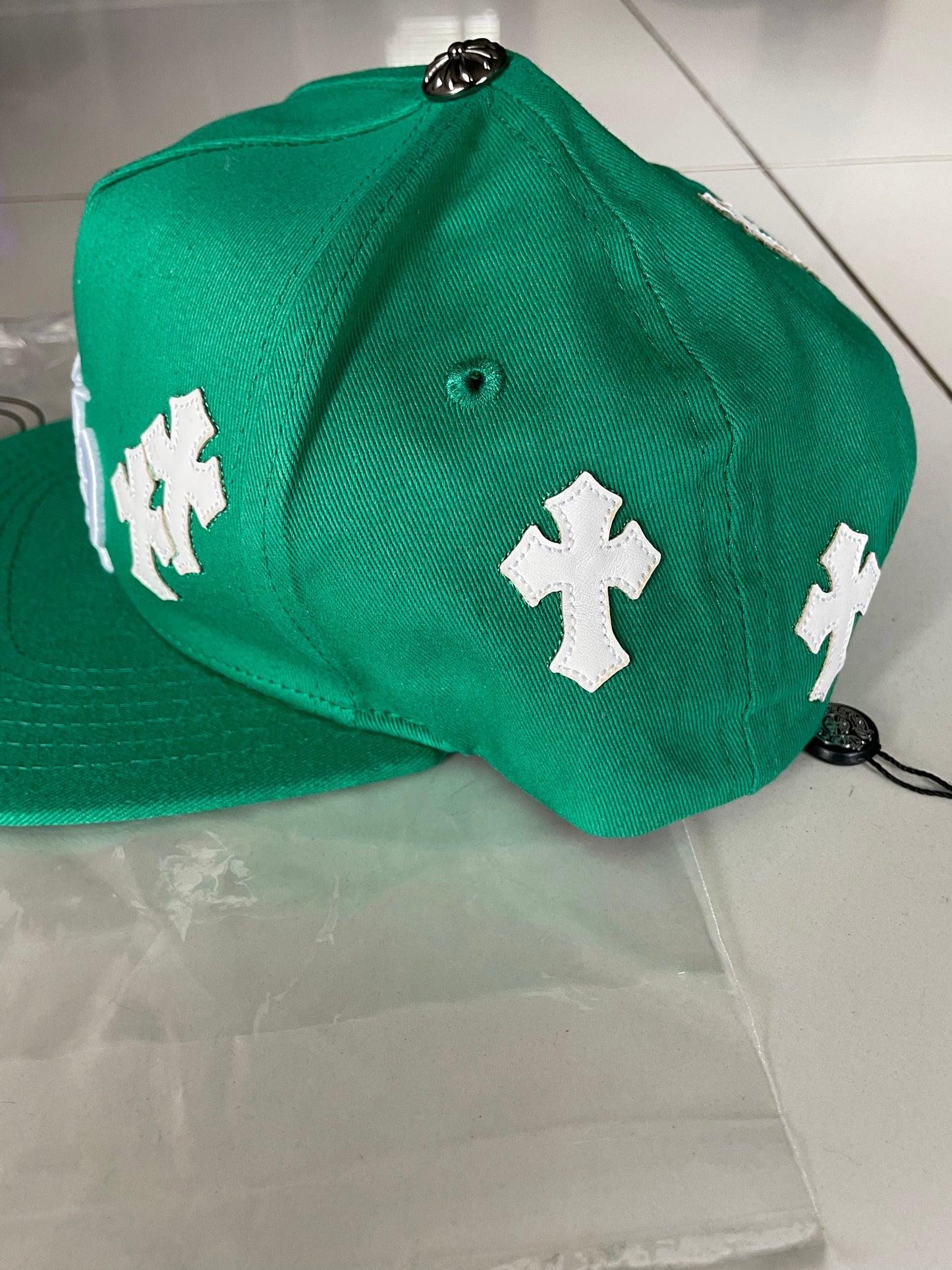 Chrome Hearts Green Crosses Cap
