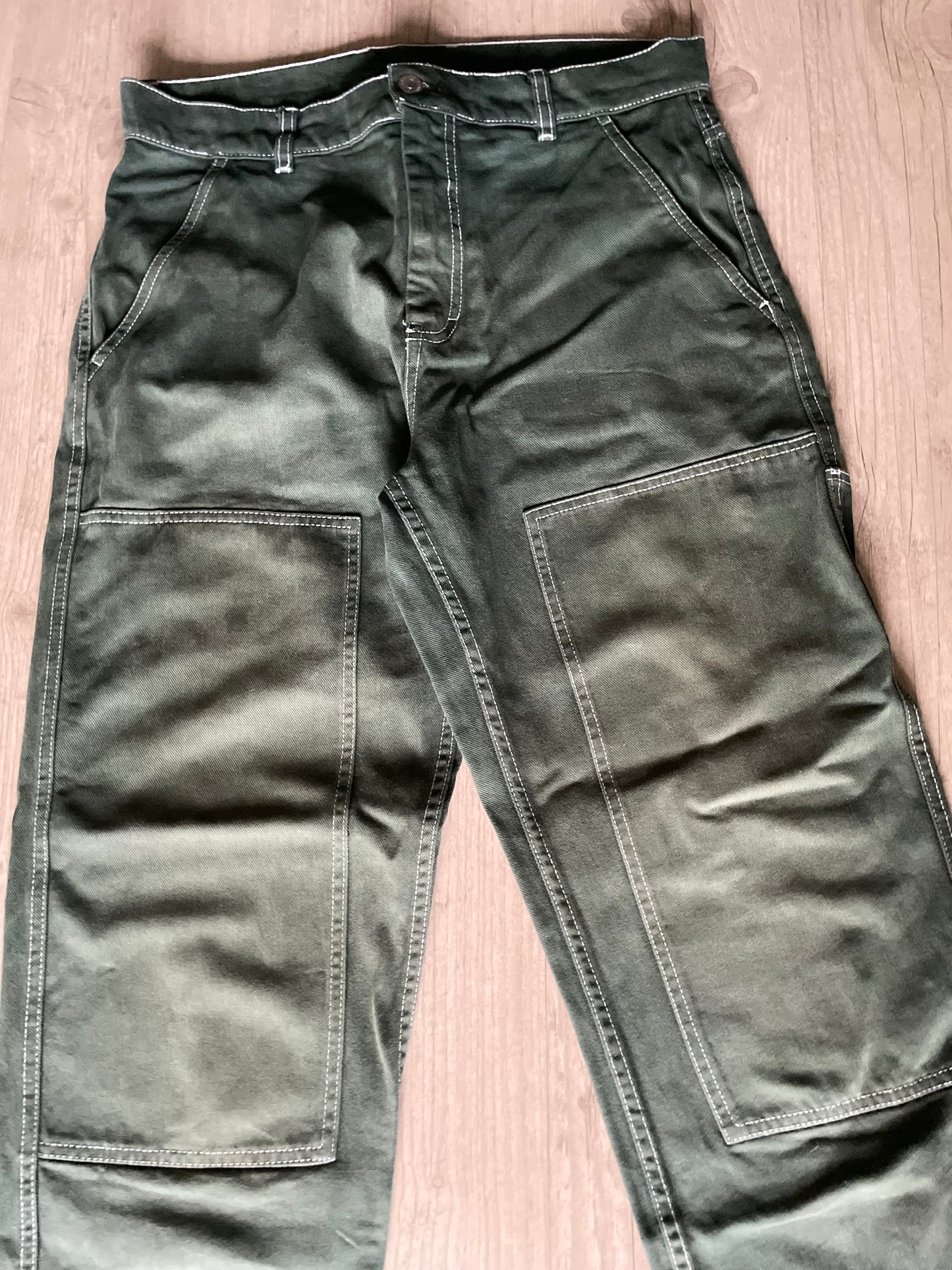 Zara Denim Double Knee Green Jeans