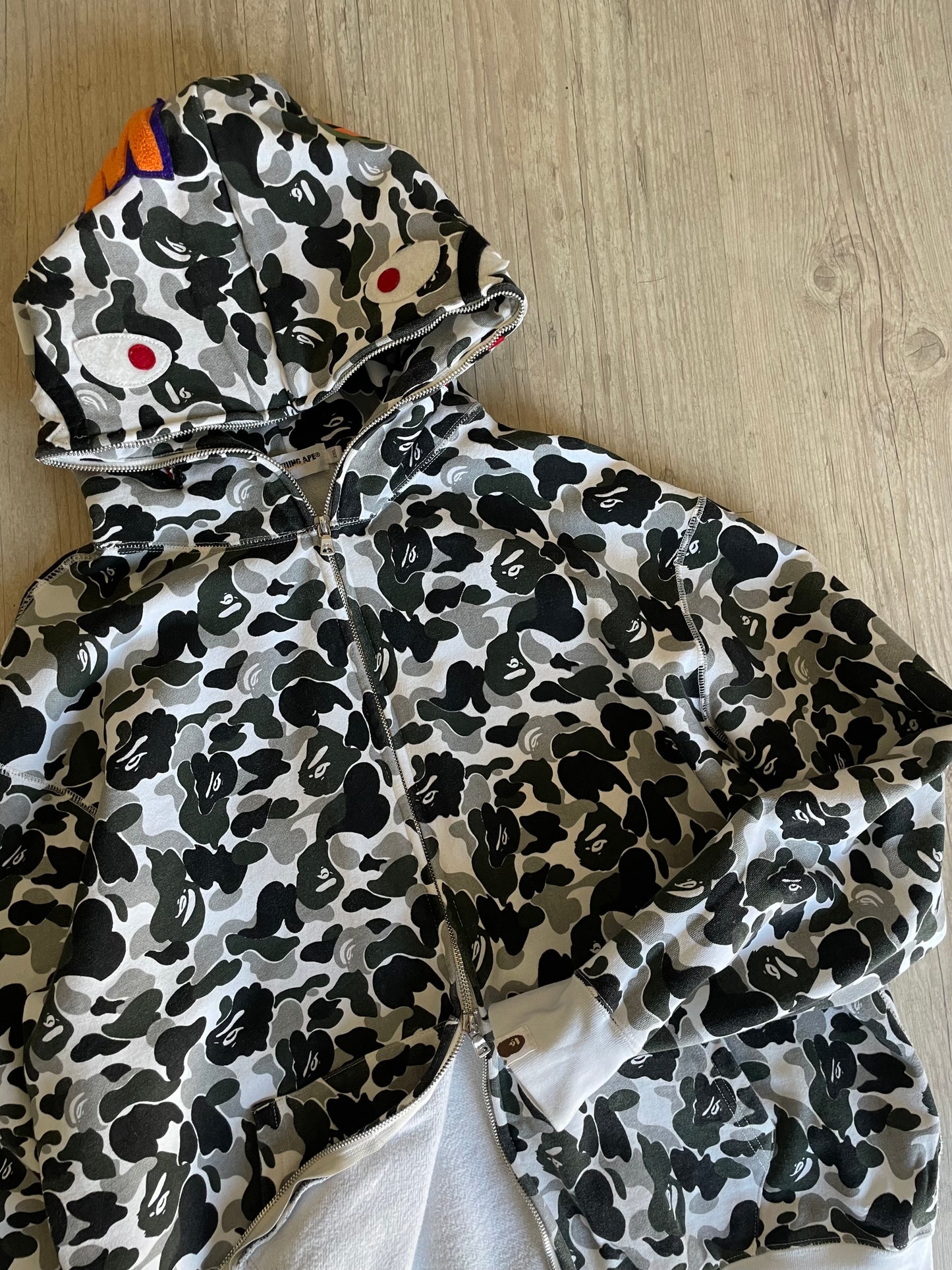 Bape White Camo Shark Full-Zip Hoodie