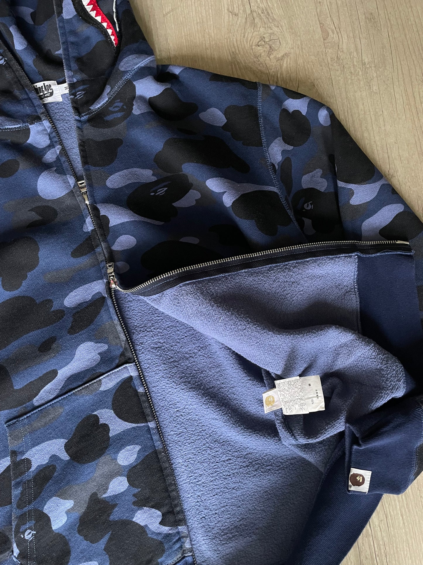 Bape 1st Camo Blue Full-Zip Shark Hoodie