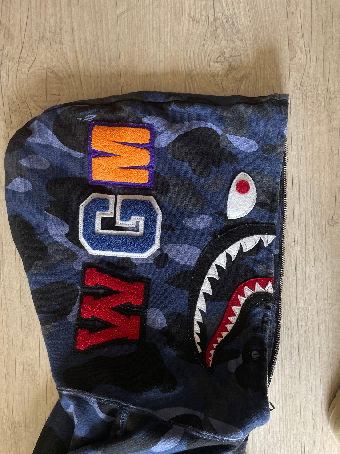 Bape 1st Camo Blue Full-Zip Shark Hoodie