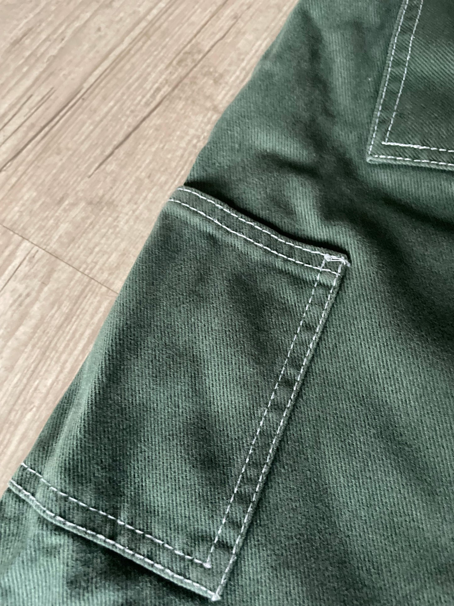 Zara Denim Double Knee Green Jeans