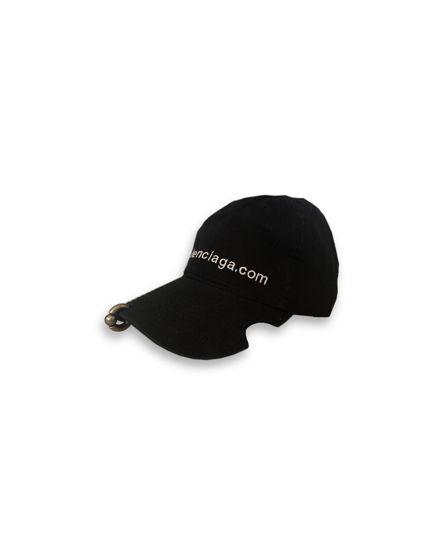 Balenciaga Bal.Com Front Piercing Black Faded Cap