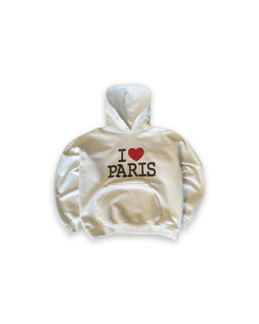 Vintage ‘I Love Paris’ White Hoodie