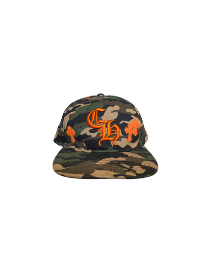Chrome Hearts Camo and Orange Crosses Cap