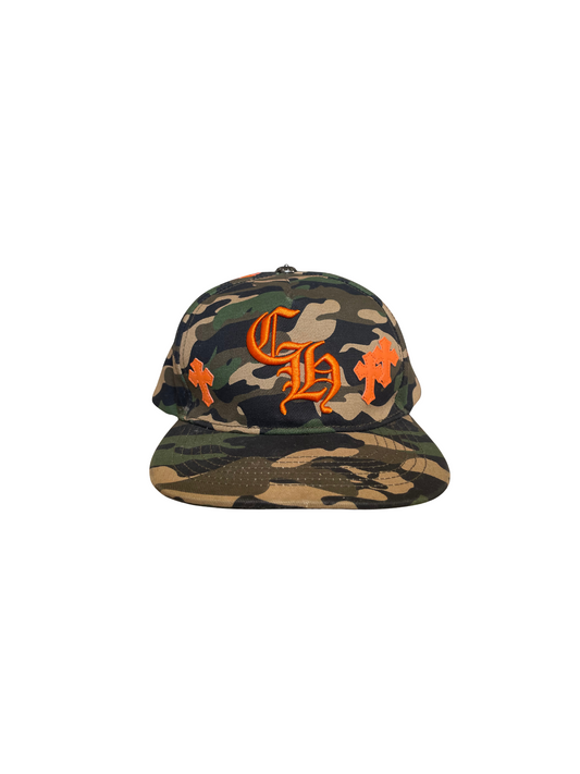 Chrome Hearts Camo and Orange Crosses Cap