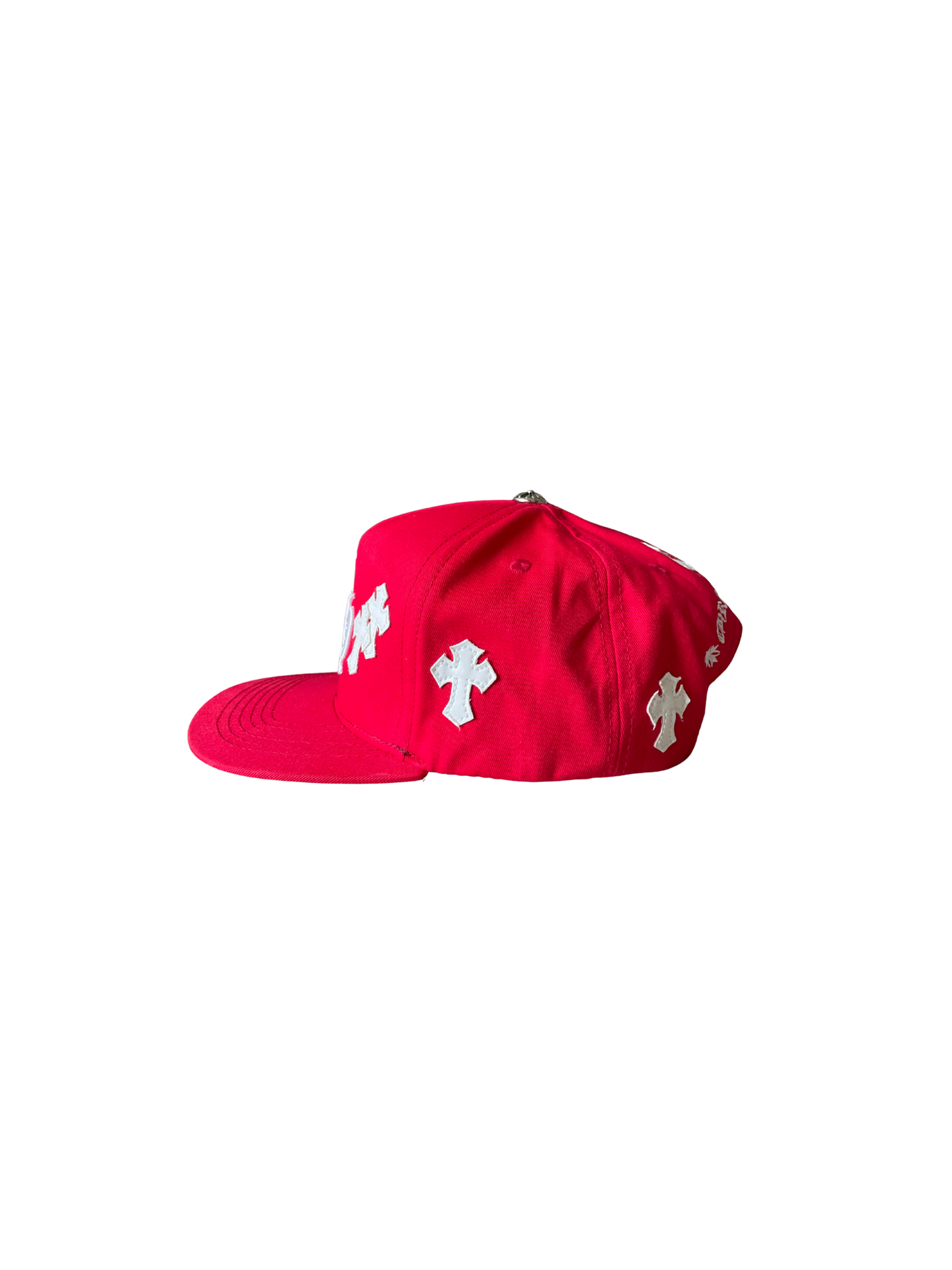 Chrome Hearts Red Leather Crosses Cap