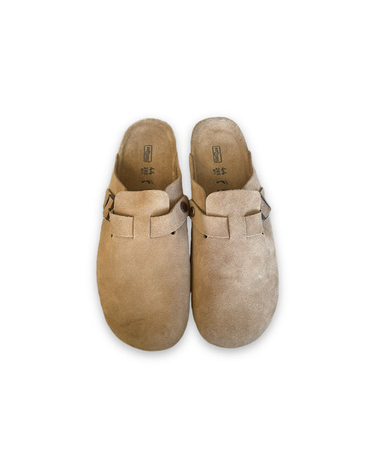 Birkenstock Suede Boston Clog Khaki