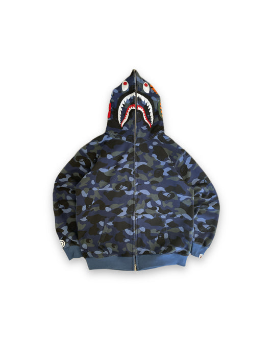 Bape Blue Camo Shark Full Zip Hoodie