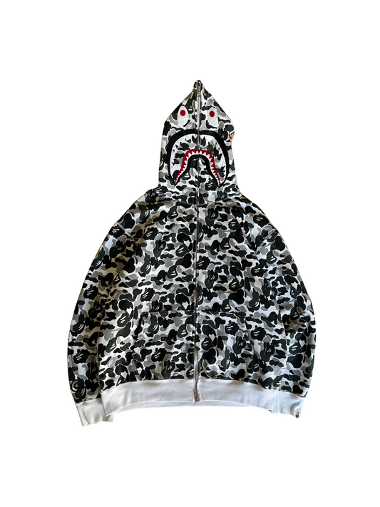 Bape White Camo Shark Full-Zip Hoodie