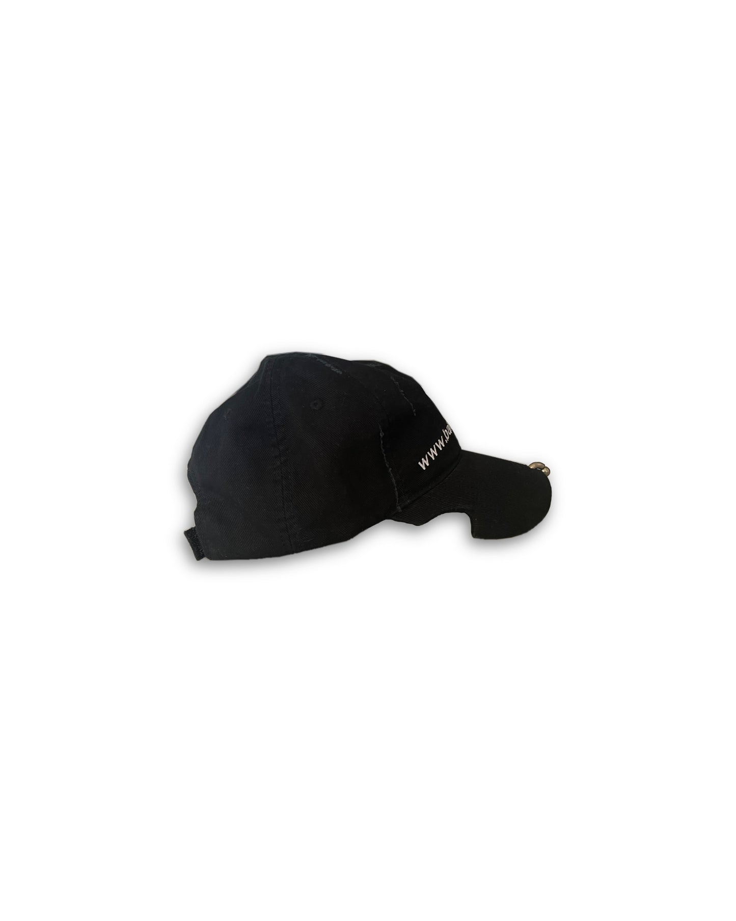 Balenciaga Bal.Com Front Piercing Black Faded Cap