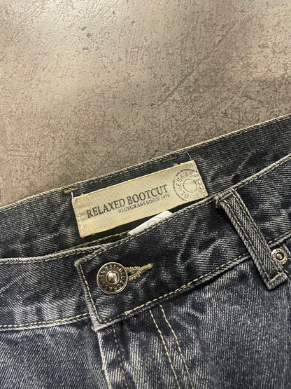 Bluegrass Stonewash Black Relaxed Bootcut Jeans
