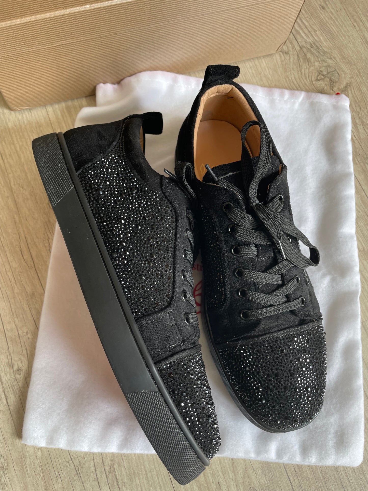 Christian Louboutin Black Crystal Low Top