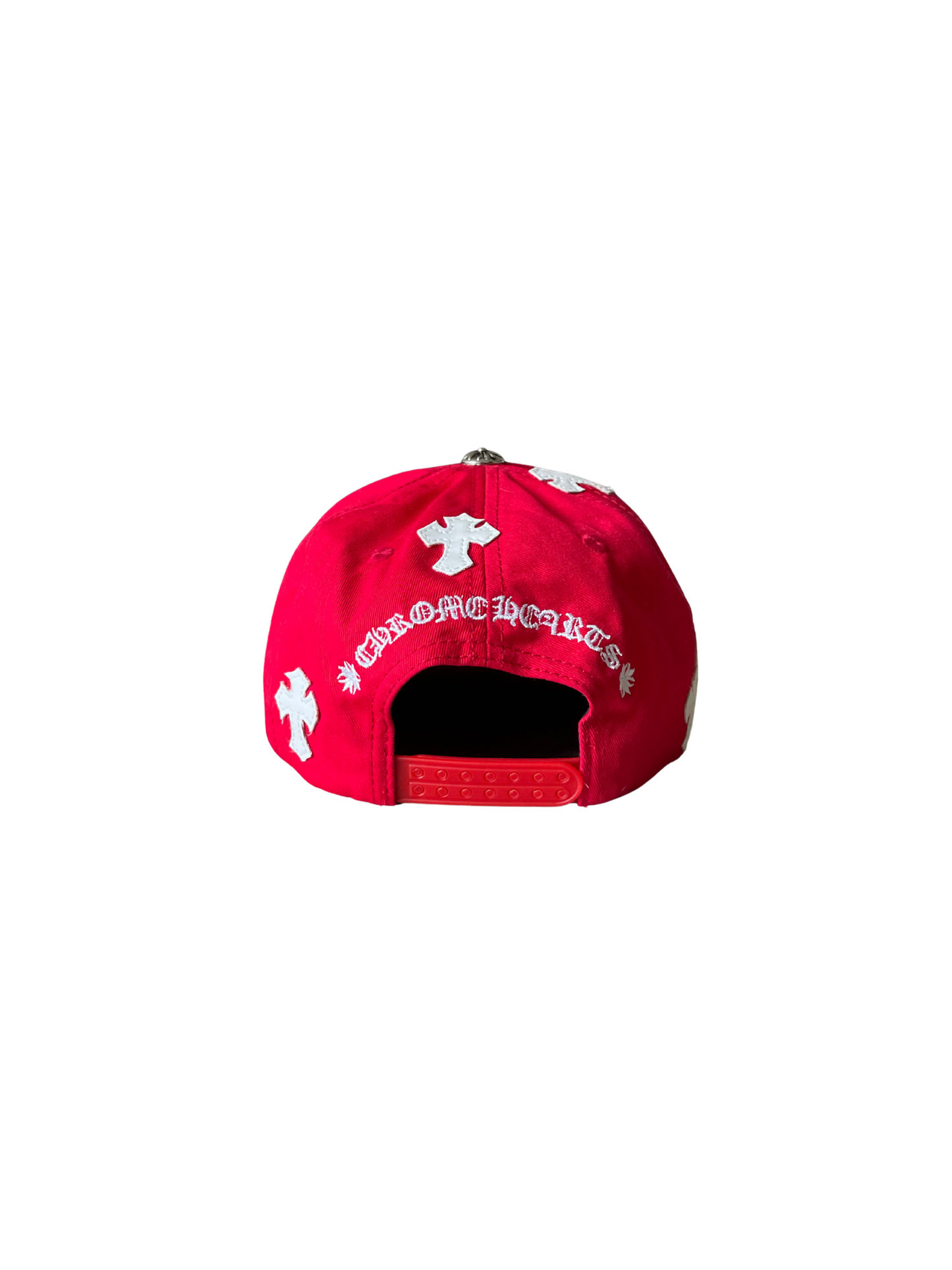 Chrome Hearts Red Leather Crosses Cap
