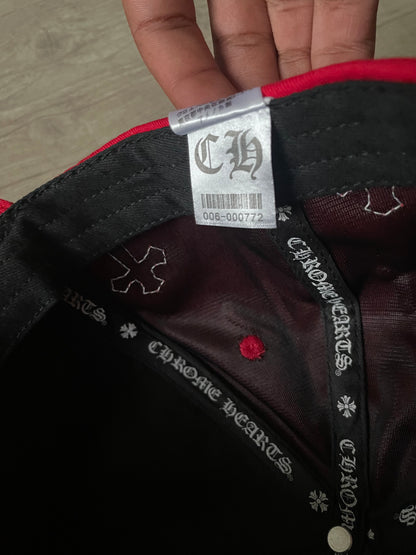 Chrome Hearts Red Leather Crosses Cap