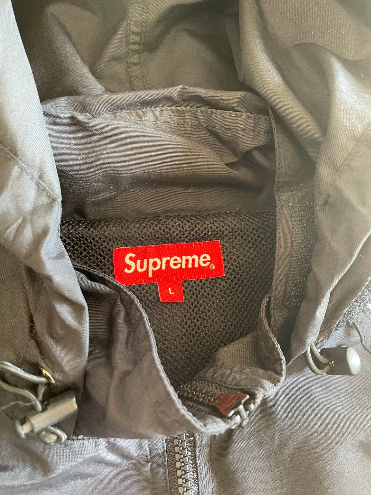 Supreme Black Striped Logo Windbreaker SS17