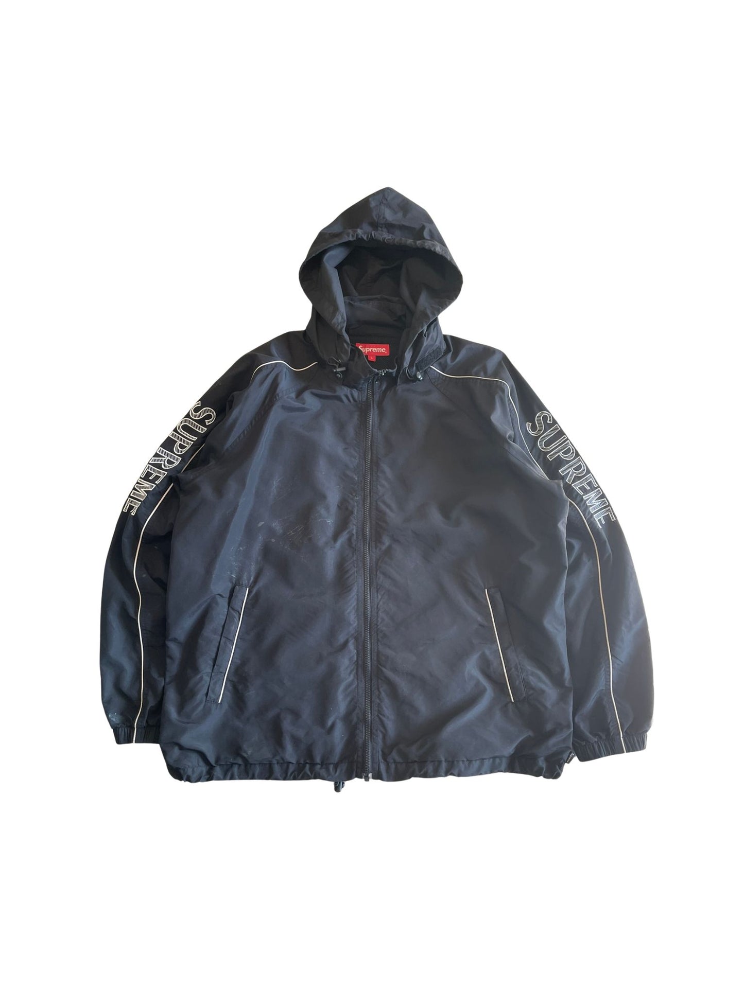 Supreme Black Striped Logo Windbreaker SS17
